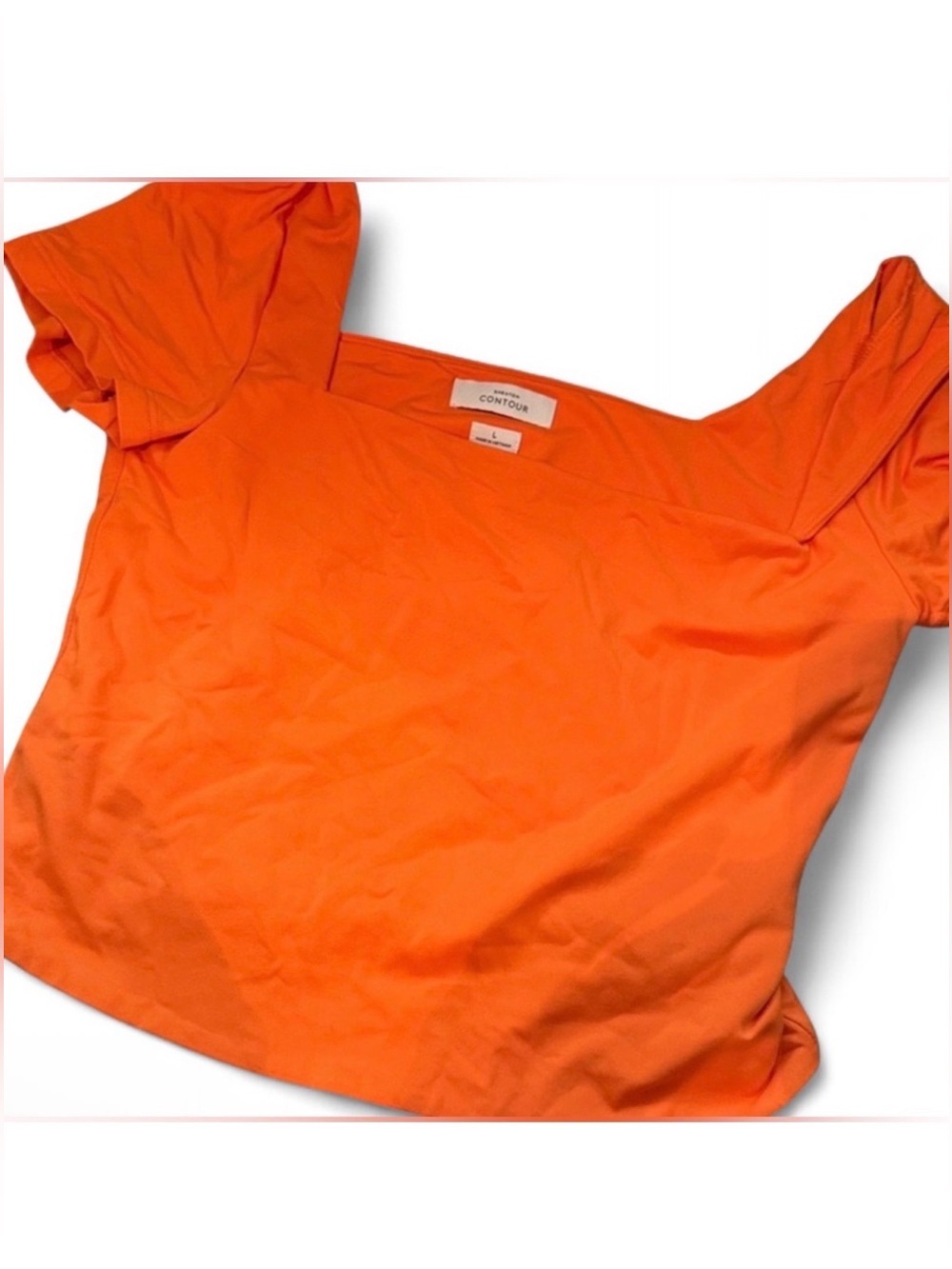 NWOT Aritzia Babaton Orange Contour Top Square Neck Line Size Large